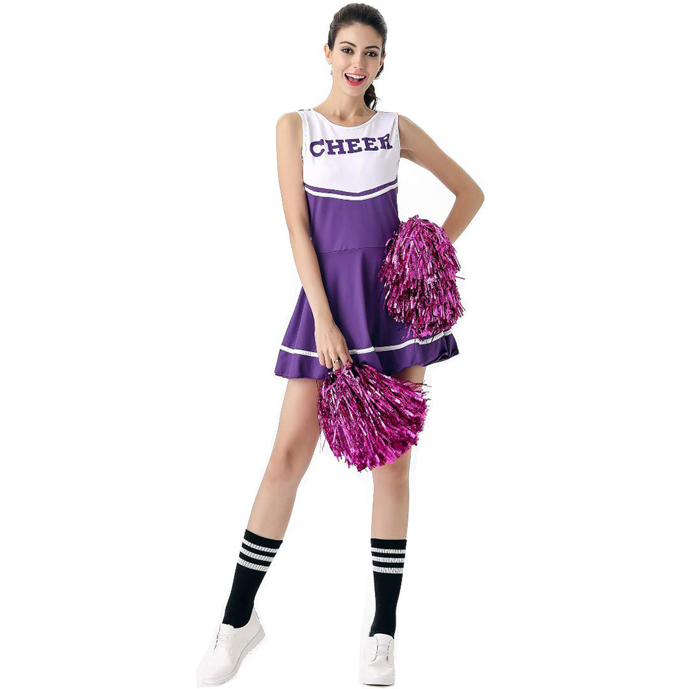 Custom Purple Cheerleader Costume Print on Demand Fancy Dress High School Musical Cheerleading Uniform Printing Design Cheer Leader Clothes