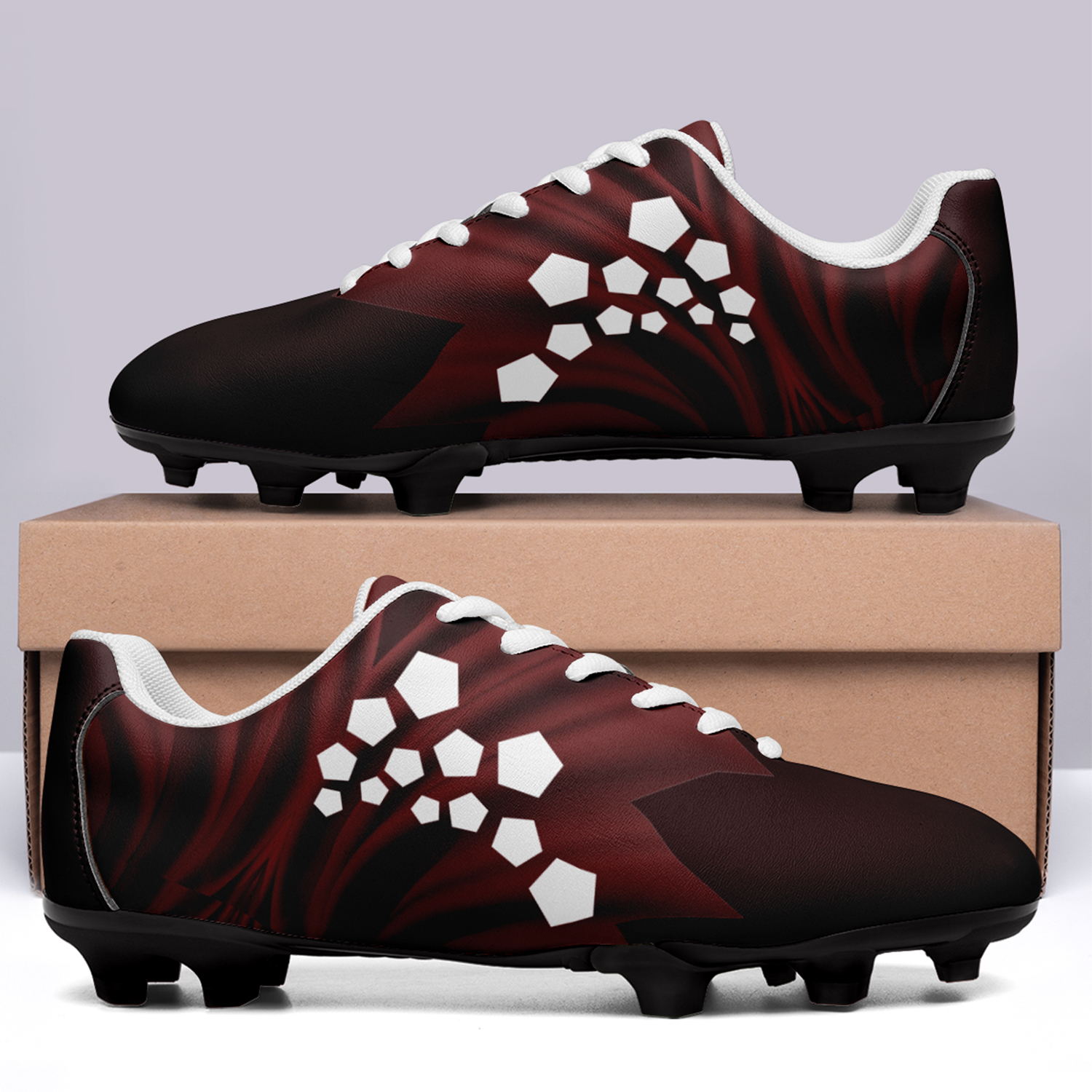 Custom Qatar Team Firm Ground Football Cleats Print On Demand Football Shoes