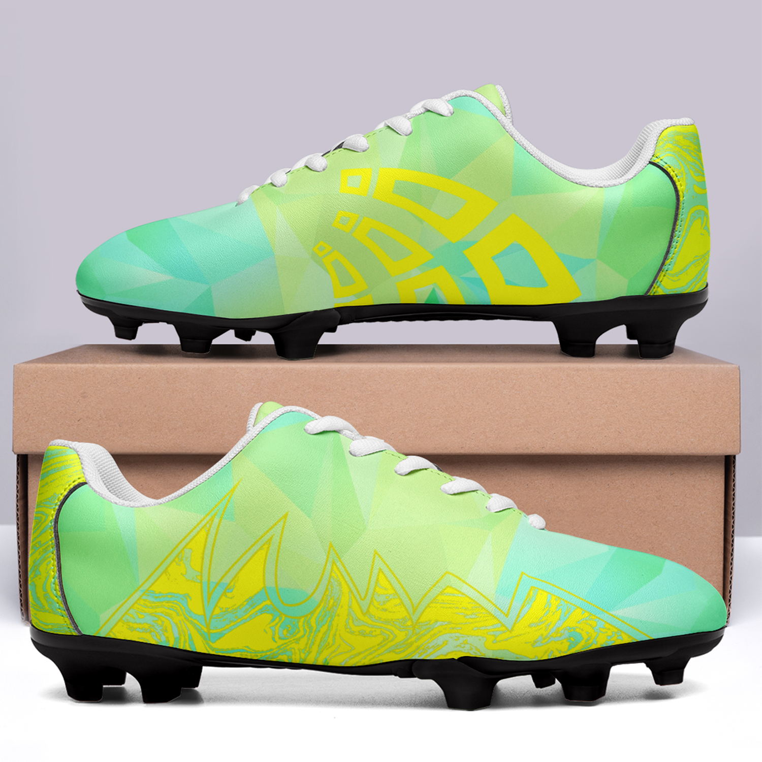 Custom Senegal Team Firm Ground Soccer Cleats Print On Demand Football Shoes