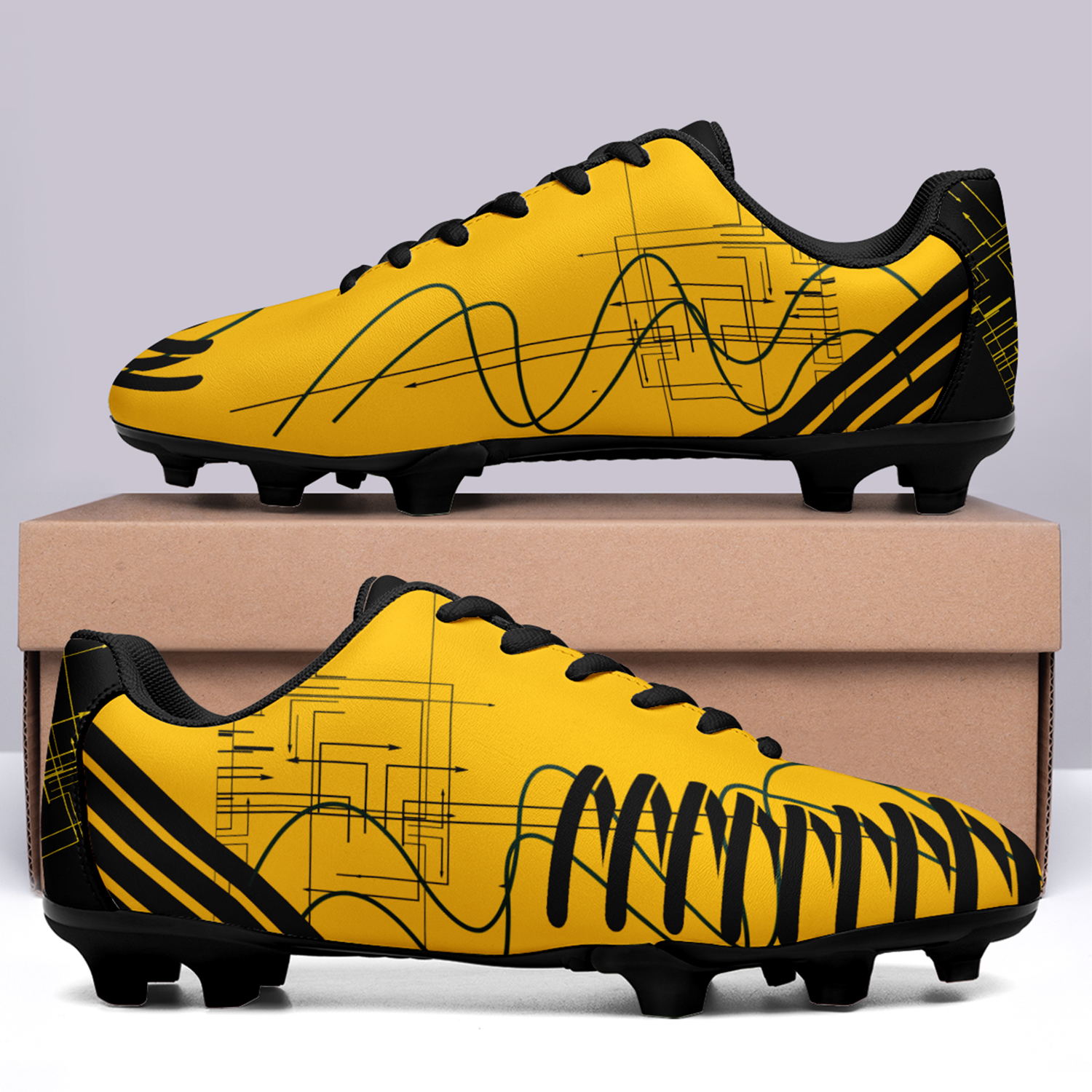 Custom Sweden Team Firm Ground Soccer Cleats Print On Demand Football Shoes