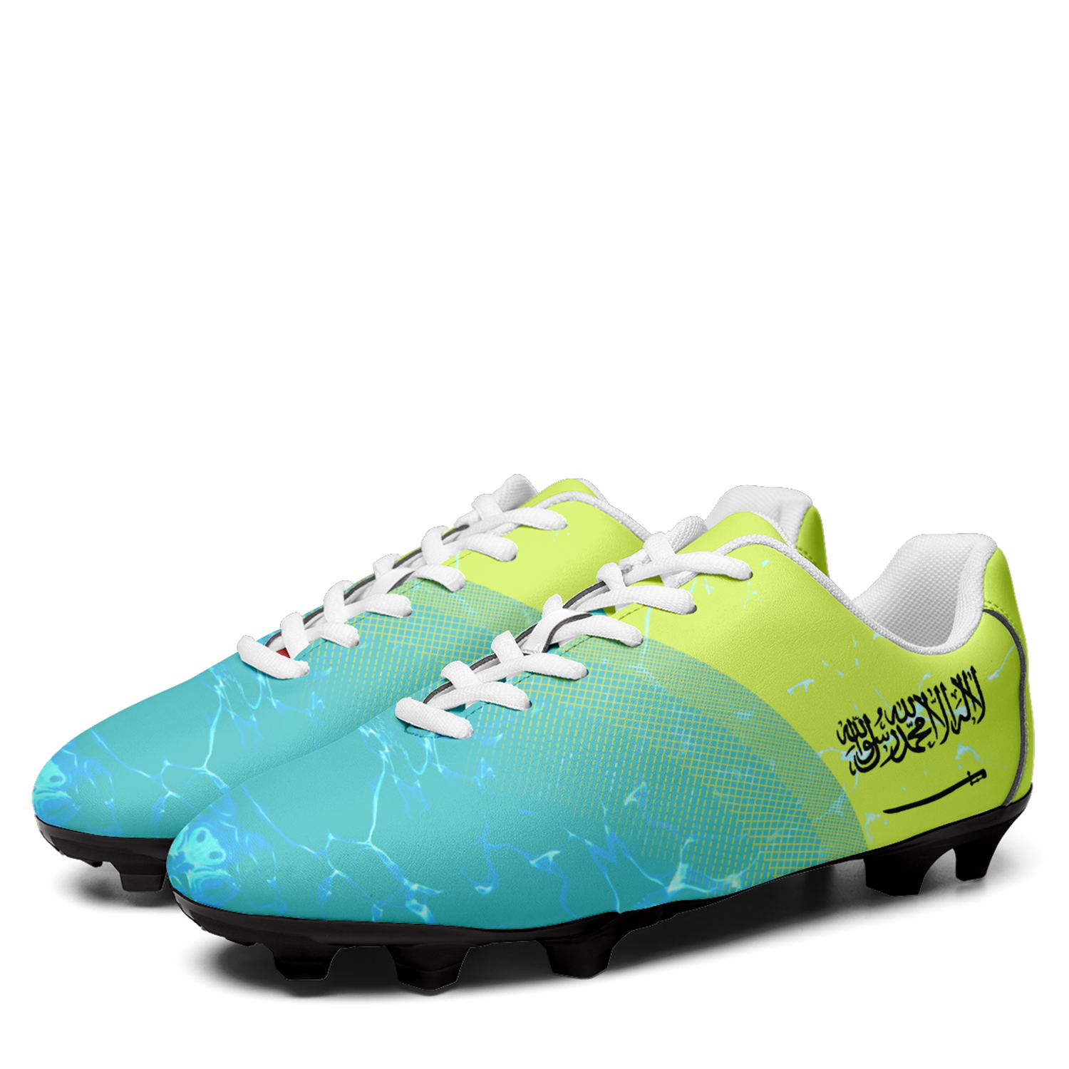 Custom Saudi Arabia Team Outdoor Firm Ground Soccer Cleats Print On Demand Football Shoes