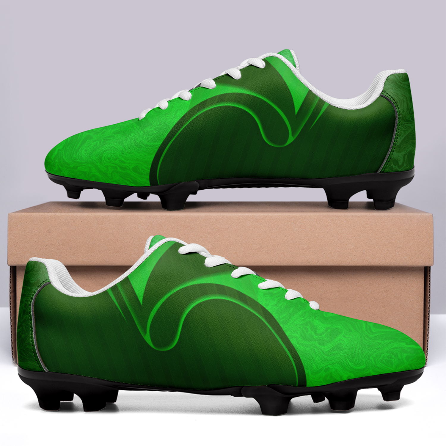Custom Algeria Team Firm Ground Soccer Cleats Print On Demand Football Shoes